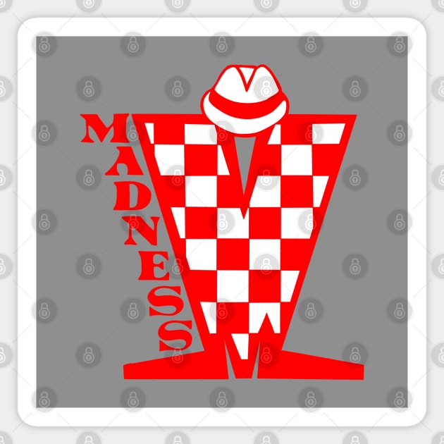 Madness HD Checkerboard Red & White Sticker by Skate Merch